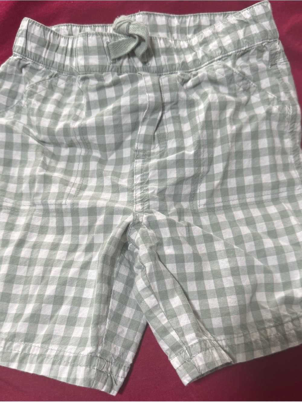 First Impressions Light Green and White Gingham Shorts